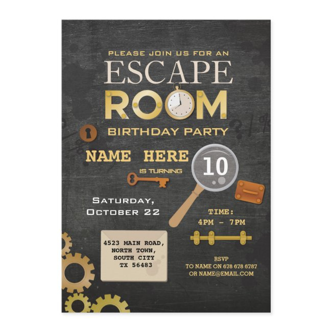 Escape Room Birthday Party Clues Invitation Spy