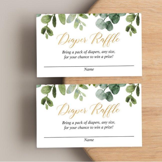 Eucalyptus Gold Baby Shower Diaper Raffle Invitations