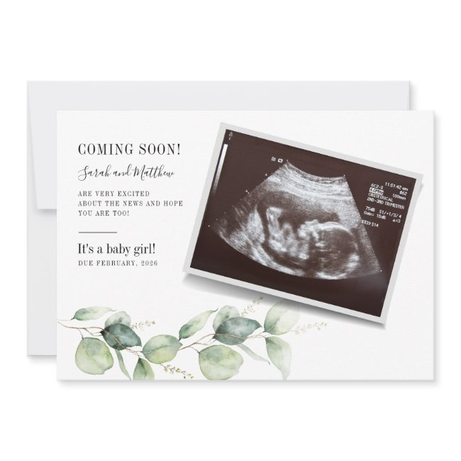 Eucalyptus Greenery Baby Reveal Pregnancy Announcement