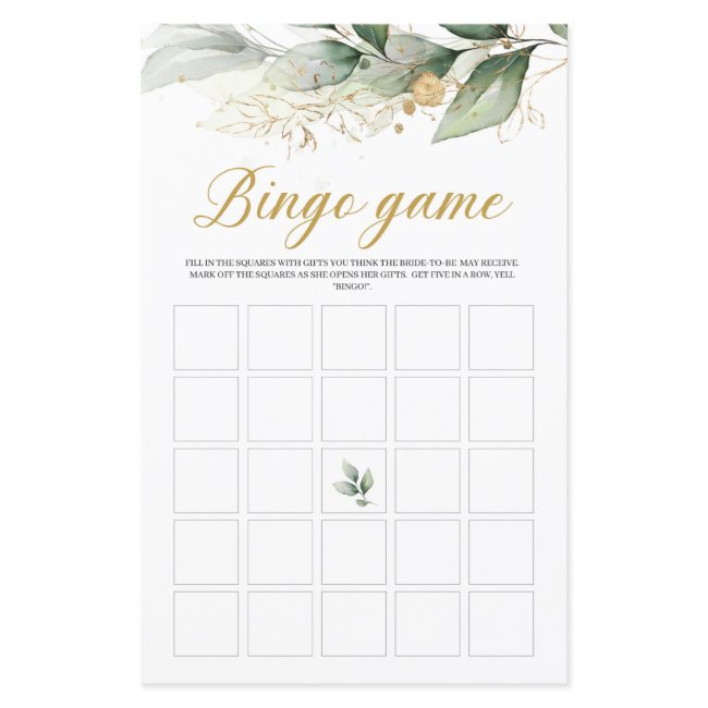 Eucalyptus Greenery Bridal Shower Bingo Game