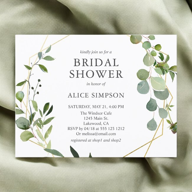 Eucalyptus Greenery Elegant Bridal Shower Invitation Postinvitations