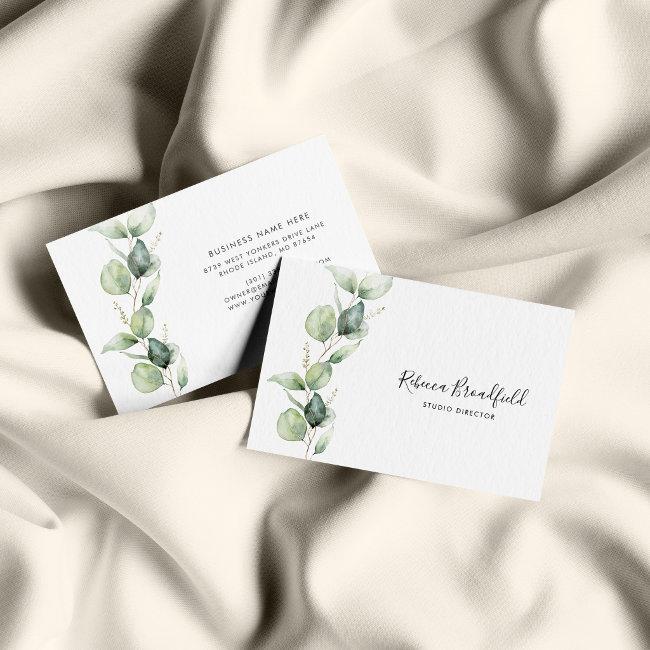 Eucalyptus Greenery Elegant Script Beauty Salon Business Invitations