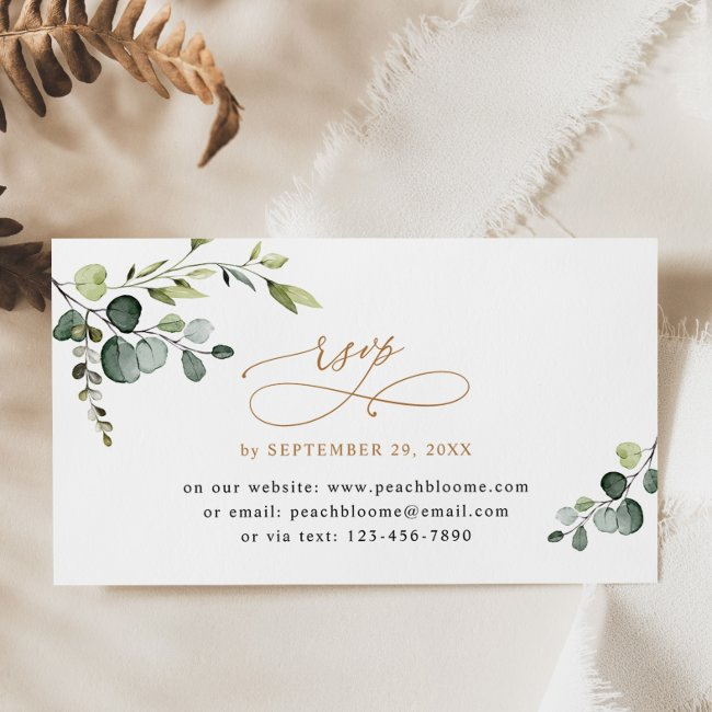 Eucalyptus Greenery Gold Wedding Online Rsvp Invitations