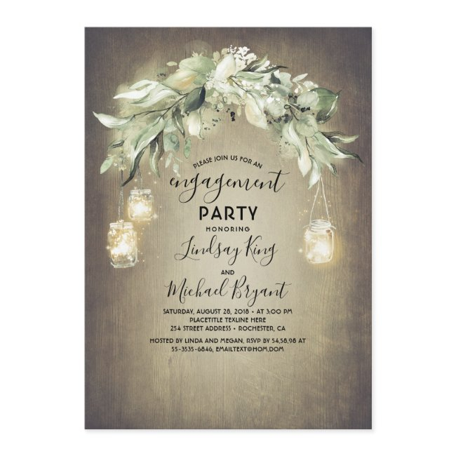 Eucalyptus Leaves Greenery Rustic Engagement Party Invitation