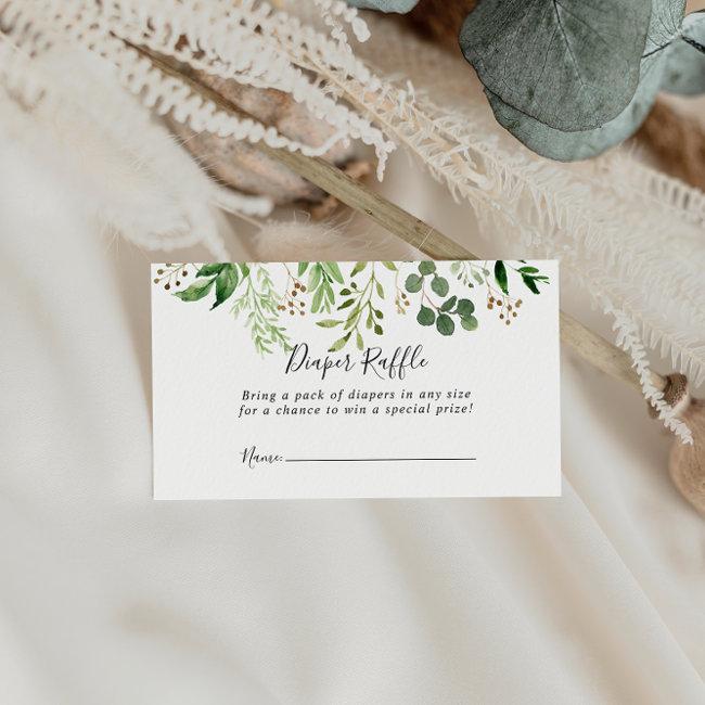 Eucalyptus Simple Floral Diaper Raffle Ticket Enclosure Invitations