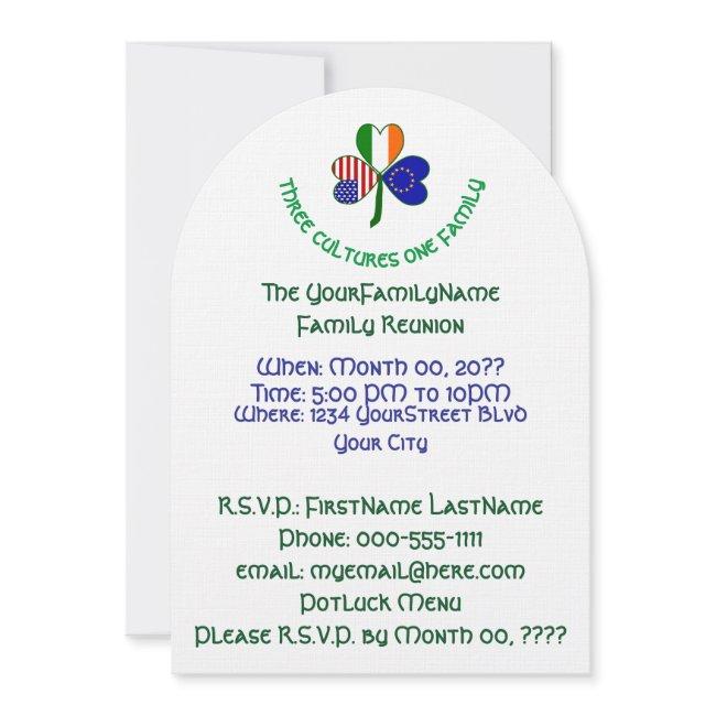 European Union Irish Usa Shamrock Family Reunion Invitation