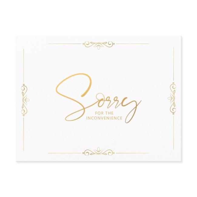 Event Cancellation Or Postponement Gold Sorry Announcement Postinvitations