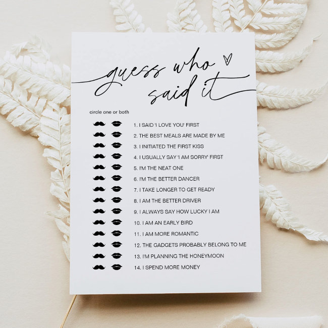 Everleigh Guess Who Said It Bridal Shower Game Invitation
