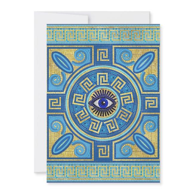 Evil Eye Mosaic Tile Ornament Holiday Invitations