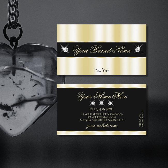 Extravagant Gold Black Sparkling Diamonds Luxury Business Invitations