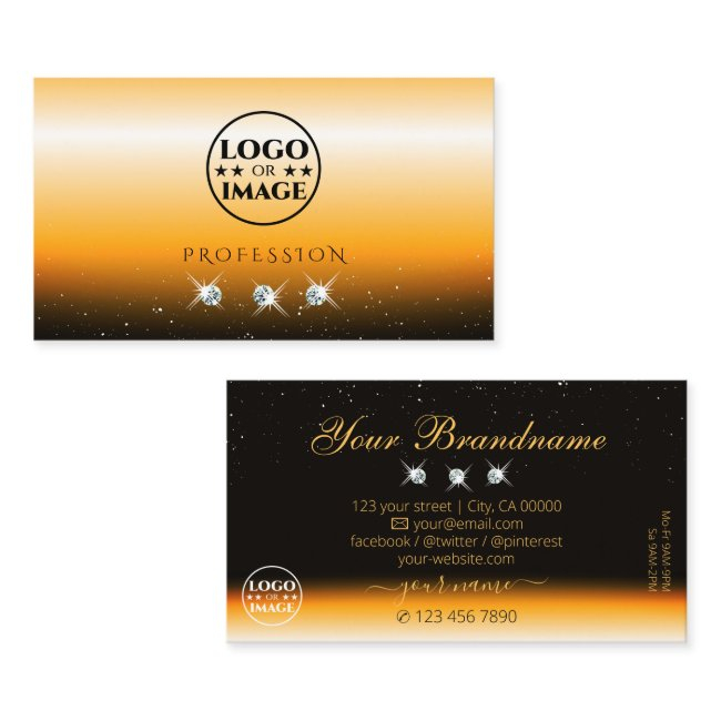 Eye Catching Orange Black Sparkle Jewels With Logo Business Invitations