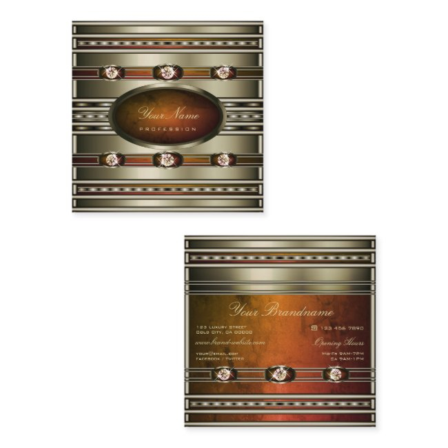 Eye Catching Silver With Orange Marble Patterns Square Business Invitations