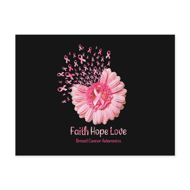 Faith Hope Love Pink Ribbon Sunflower Breast Cance Invitation Postinvitations