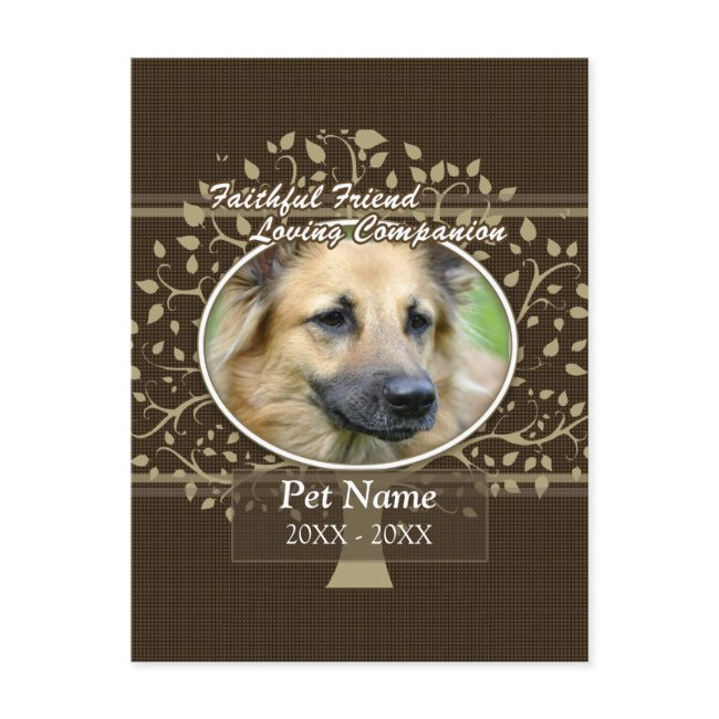 Faithful Friend Custom Pet Sympathy Postinvitations