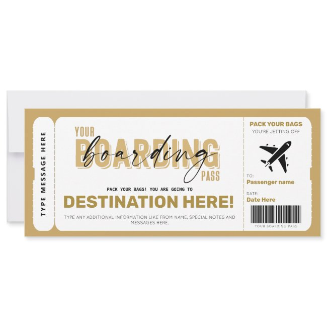 Fake Airplane Gift Ticket Boarding Pass Voucher Invitation
