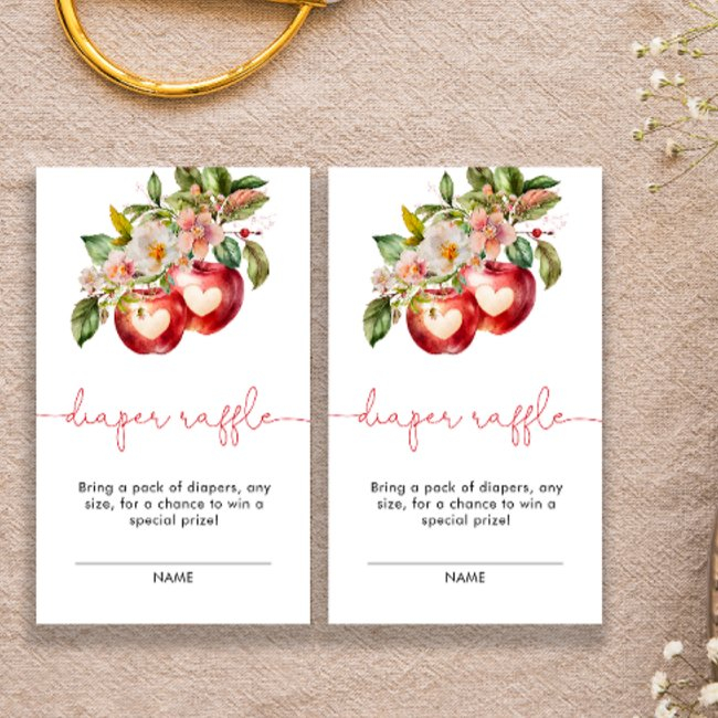 Fall Apple Baby Shower Diaper Raffle Enclosure Invitations