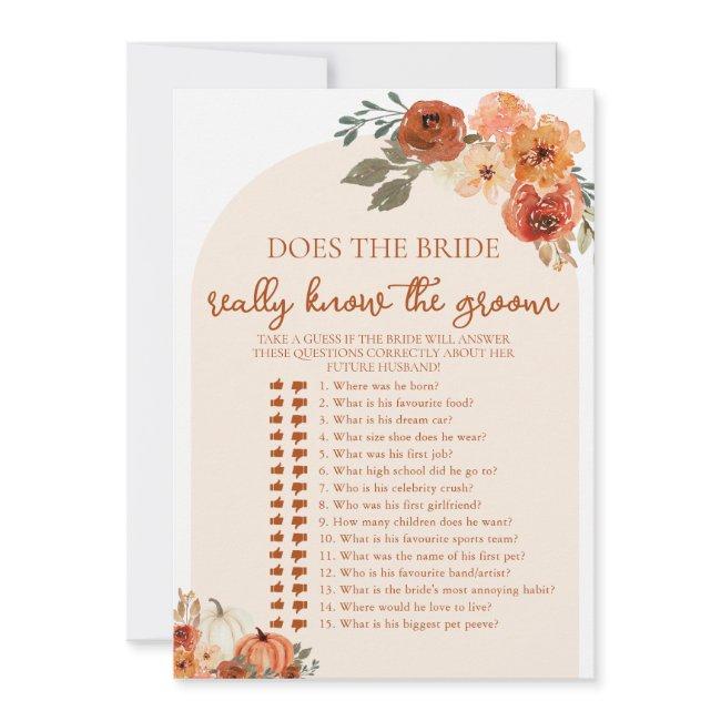 Fall Does The Bride Really Know The Groom Game Invitation