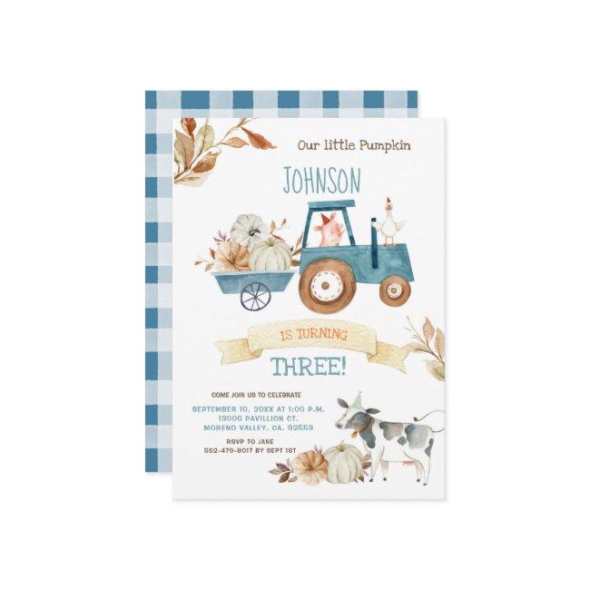 Fall Farm Party Our Little Pumpkin Birthday Invitation