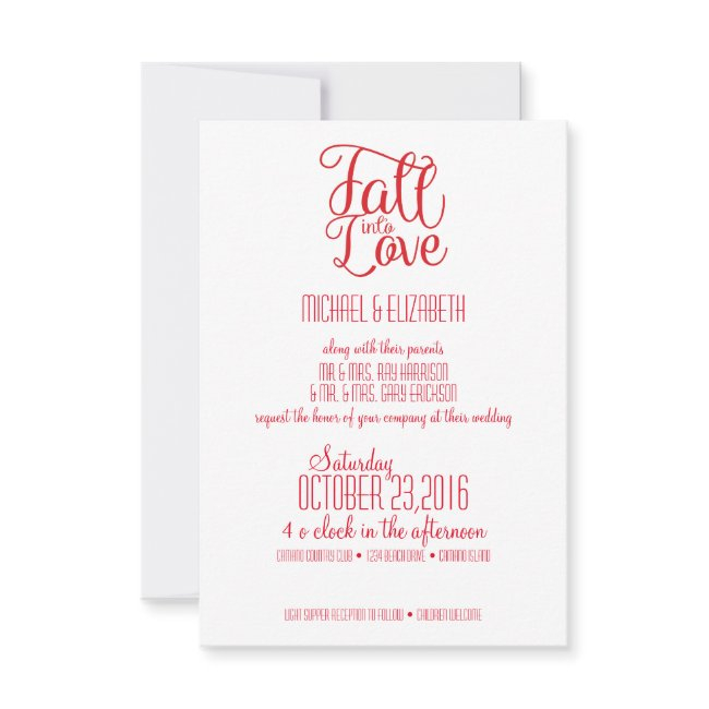 Fall Into Love Wedding Invitation