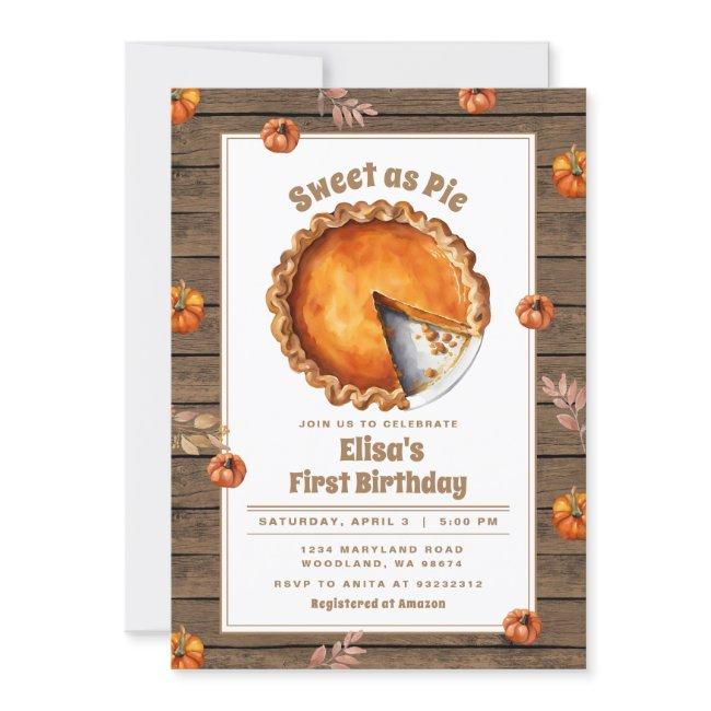Fall Sweet As Pie Party Birthday Invitation