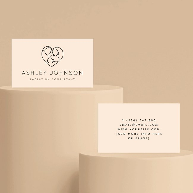 Family Heart Logo Lactation Breastfeeding Expert Business Invitations