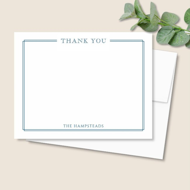 Family Or Couples Elegant Navy Blue Stationery Thank You Invitations