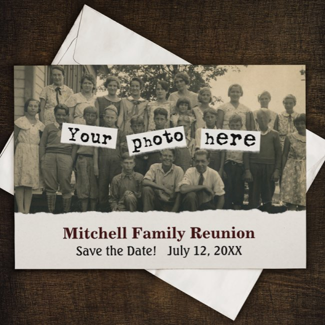 Family Reunion Vintage Photo Template Announcement