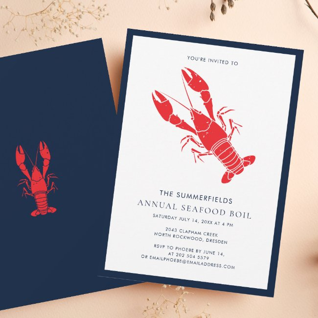 Family Seafood Boil Summer Crawfish Party Invitation