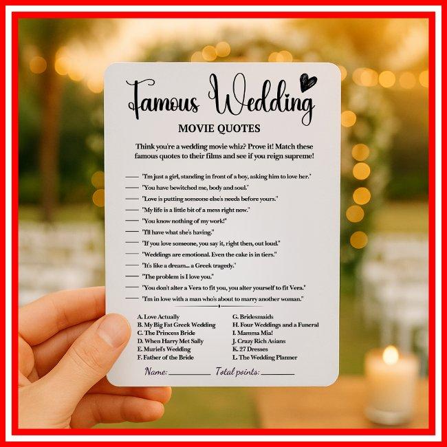 Famous Wedding Movie Quotes Bridal Shower Games Invitation