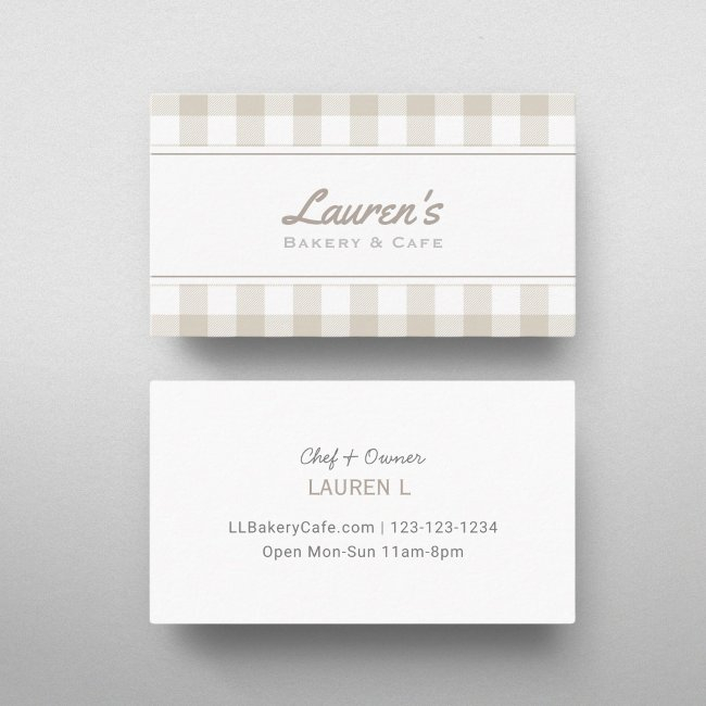 Farmhouse Beige Buffalo Plaid Business Invitations