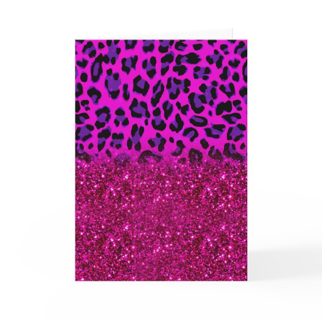 Fashion Modern Pink Purple Glitter Leopard Invitations