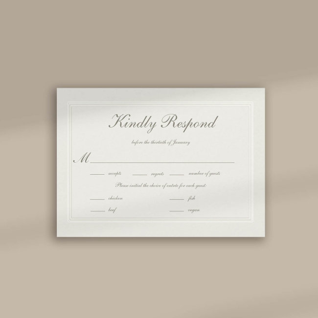 Faux Embossed Formal Elegant Wedding Meal Rsvp