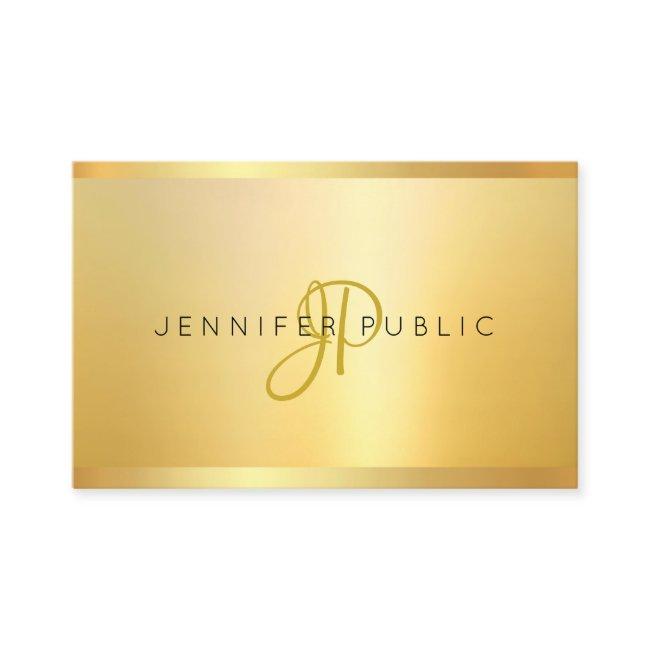 Faux Gold Modern Minimalist Monogram Professional Business Invitations
