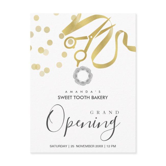 Faux Gold Ribbon Cutting Grand Opening Invitation Postinvitations