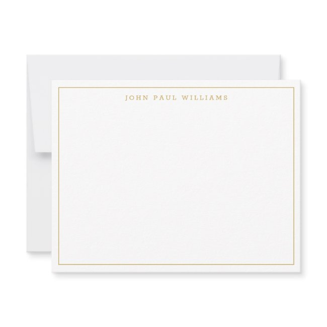 Faux Gold Simple Modern Professional Thin Border Note Invitations