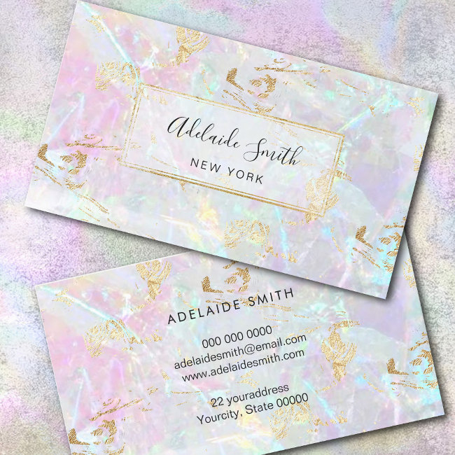 Faux Iridescent Pink Gemstone Texture Business Invitations