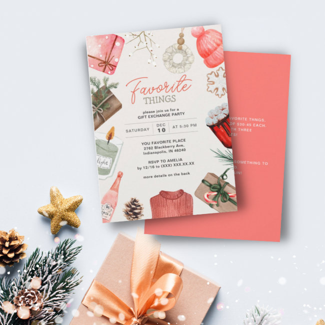 Favorite Things Friend Gift Exchange Holiday Party Invitation