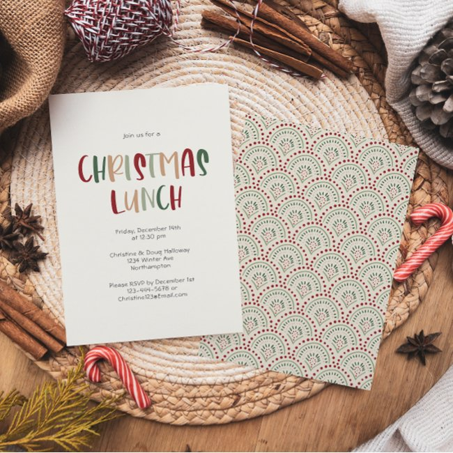 Festive Casual Colorful Christmas Lunch Invitation