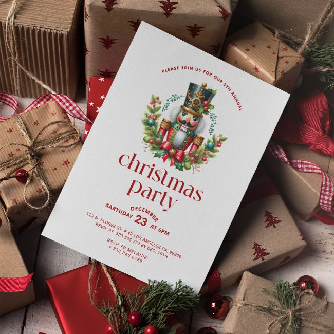 Festive Christmas Nutcracker Christmas Party Invitation