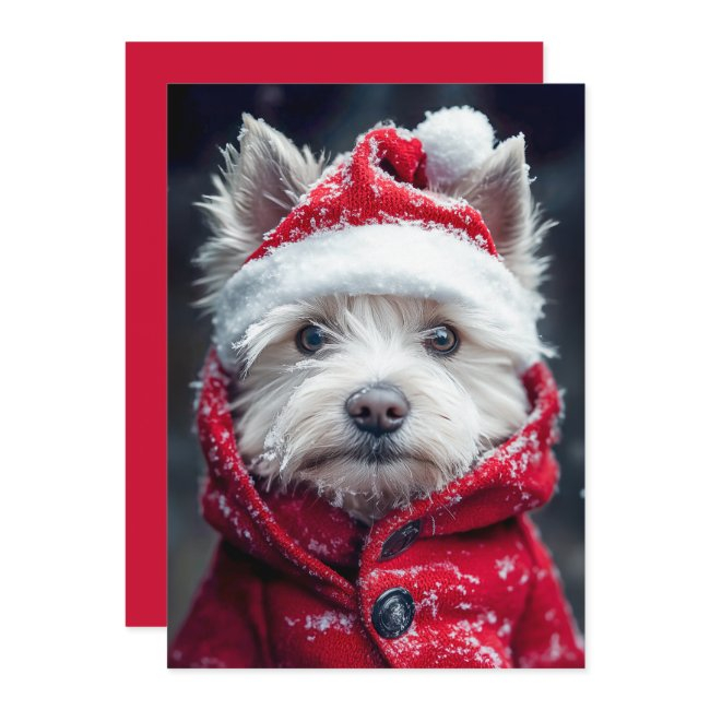Festive Westie In The Snow Invitation
