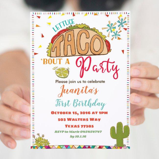 Fiesta Taco Birthday Invitation Gender Neutral