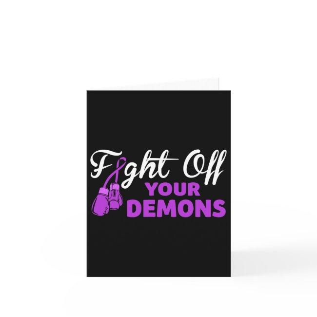 Fight Off Your Demons Purple Ribbon Boxing Gloves Invitations