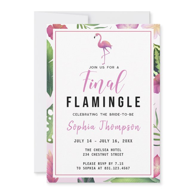 Final Flamingle Bachelorette Weekend Itinerary Invitation