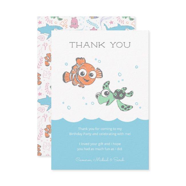 Finding Nemo & Squirt First Birthday Thank You Invitation