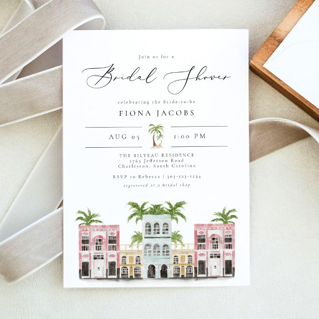 Fiona Charleston Rainbow Row Bridal Shower Invitation