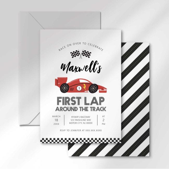 First Lap Around The Track Birthday Invitation