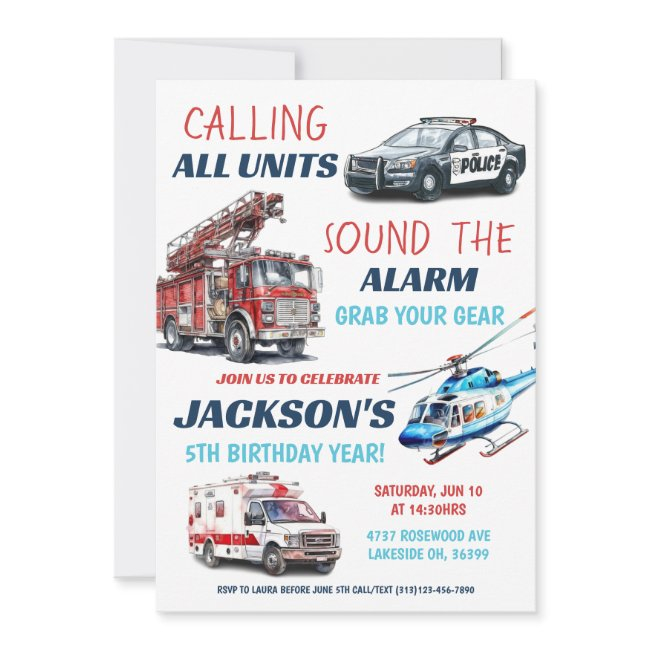 First Responder Units Birthday Invitation Template