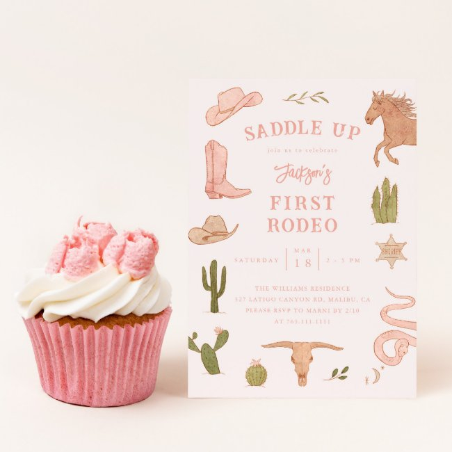 First Rodeo Cowgirl Birthday Party Invitation
