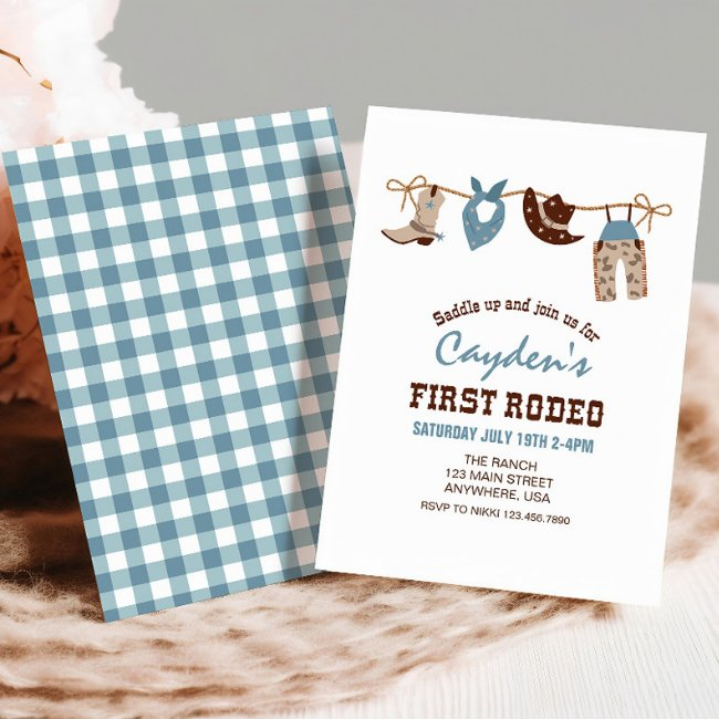 First Rodeo Western Cowboy First Birthday Invitati Invitation