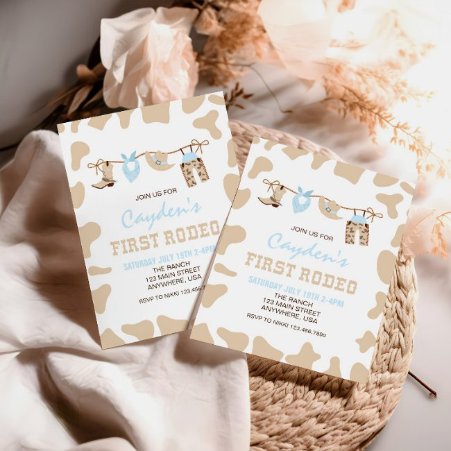 First Rodeo Western Cowboy Pastel 1st Birthday Invitation